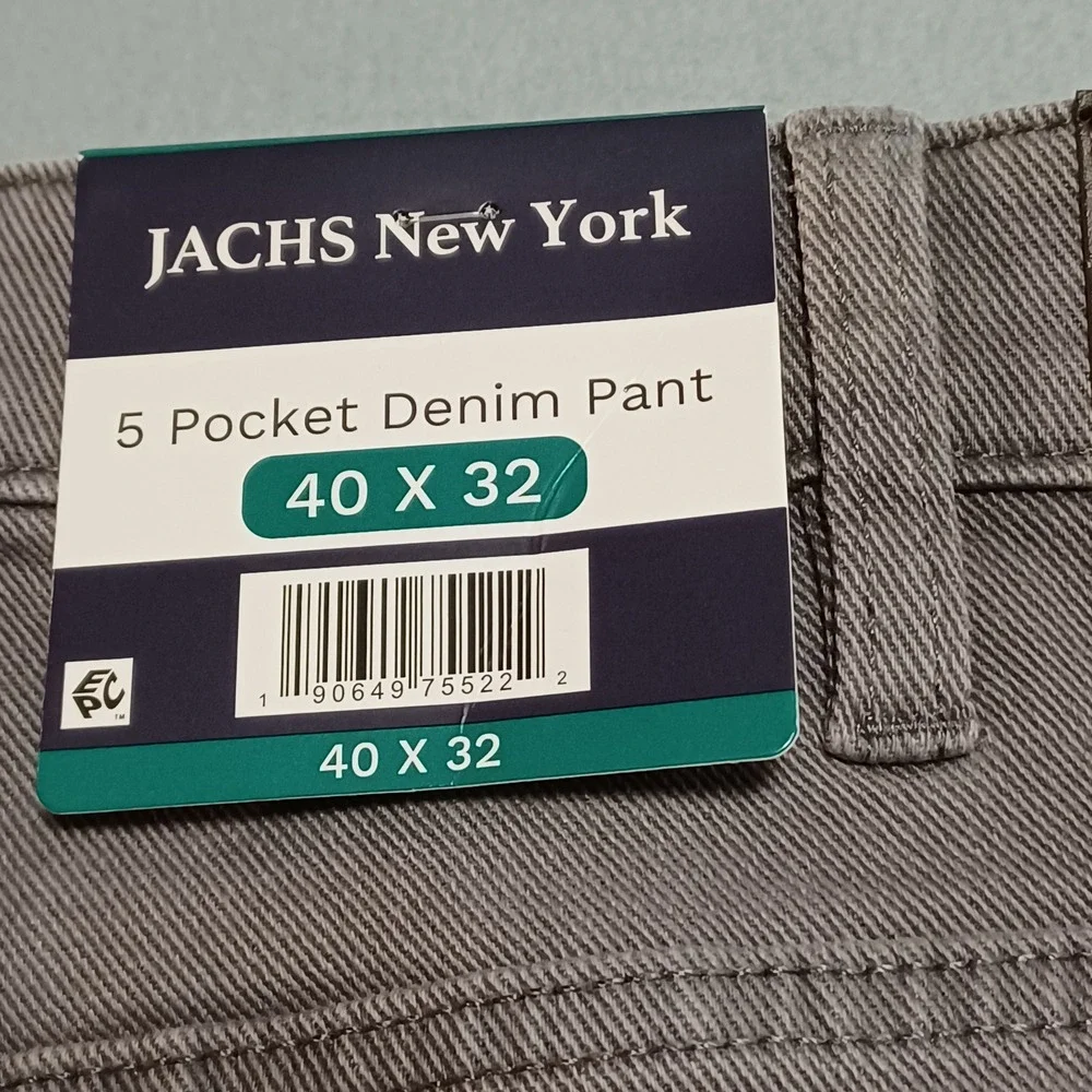 JACHS New York‎ Mens 5 Pocket Denim Pant Grey Straight Fit  40x32 S26A-128-VES